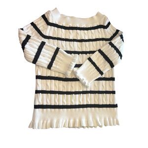 American Living Womens Cable Knit Striped Sweater M Coastal Preppy Coquette